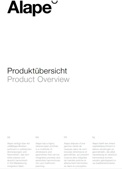 Obálka katalogu ALAPE přehled produktů