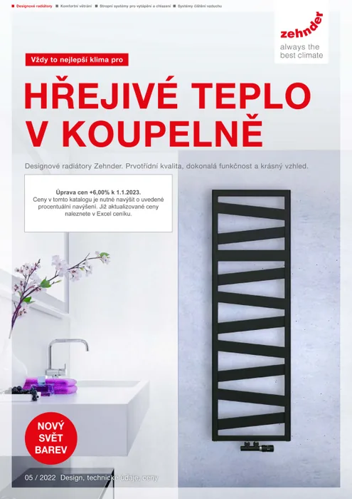 Obálka katalogu Zehnder designové koupelnové radiátory