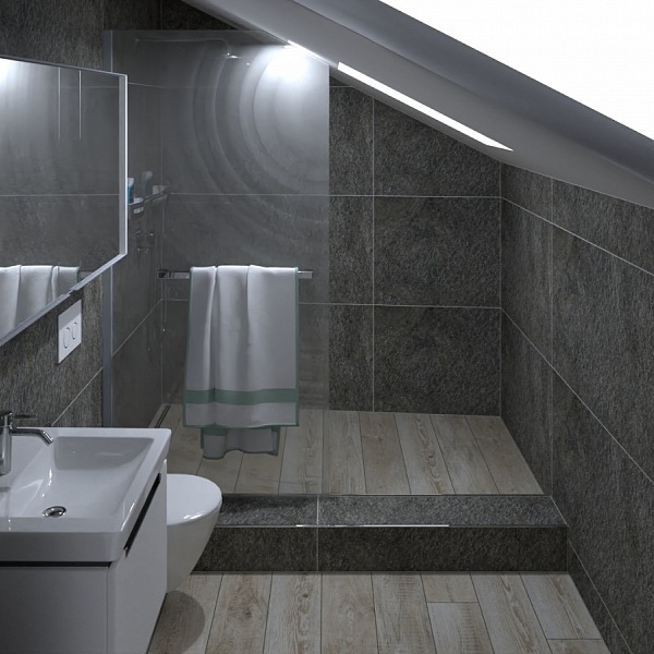 Koupelna v půdní vestavbě na Praze 1 