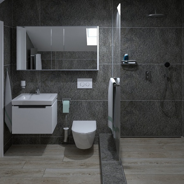 Koupelna v půdní vestavbě na Praze 1 