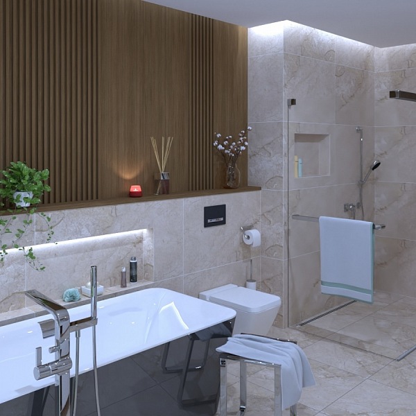 Koupelna v loftovém bytě na Praze 5