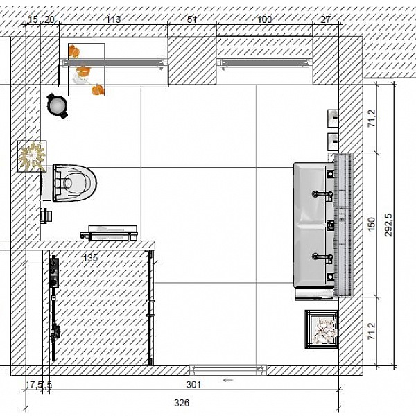 vizualizace koupelny Praha pudorys